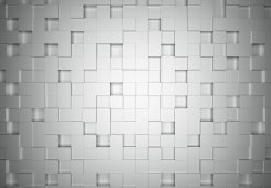 Vit vägg med 3D mönster av kuber