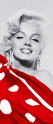 Tapet med kända Marilyn med rödprickig handdduk