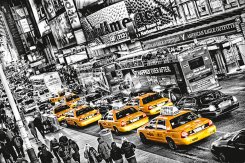 Giant Art Poster från W+G med kö av gula taxibilar i stan