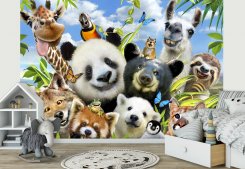 fondtapet med djur som tar en selfie