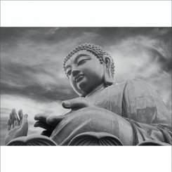 Fondtapet svartvit Buddha