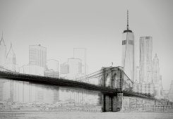 New York Art Illustration Black And White