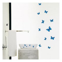 Väggdekor - Fjärilar 18 st blå
