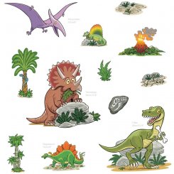 Väggdekor - Glada dinosaurier