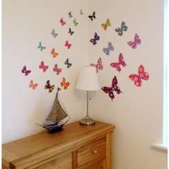 Väggdekor - Fjärilar 26 st färgglada