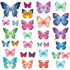 Väggdekor - Fjärilar 30 st färgglada