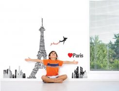 Väggdekor på väggen med Eiffeltornet i Paris