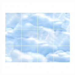Kakeldekor med moln i kvadratiska rutor
