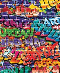 Barntapet med graffitti