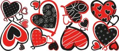 Röd/svarta hjärtan med mönster