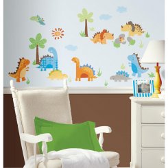 Lekfulla dinosaurier för baby rummet på väggen