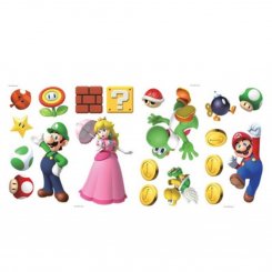 dekor vägg Luigi Peach Mario