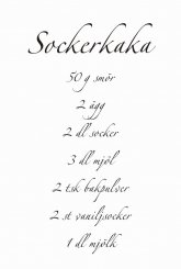 Stor Väggtext - Recept Sockerkaka