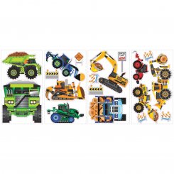 LAstbilar och grävmaskiner som stickers för barn