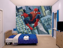 Spiderman som fondvägg i barnrummet