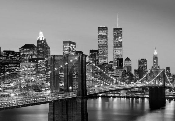 Fototapet Manhattan Skyline i svart och vitt
