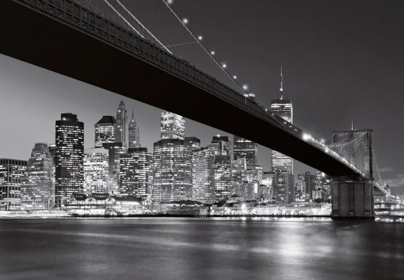 Fottapet Brooklyn Bridge i svart och vitt