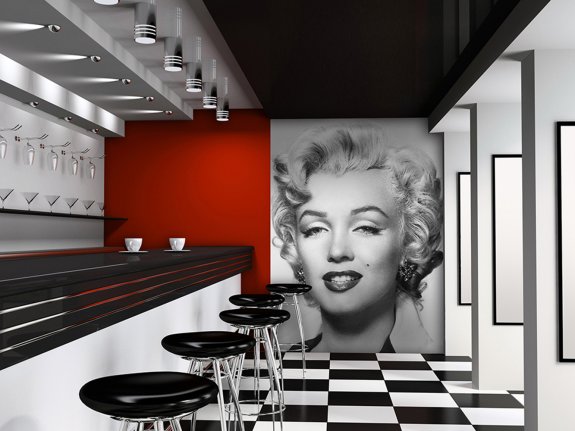 Fototapet med Marilyn Monroe i start och vitt