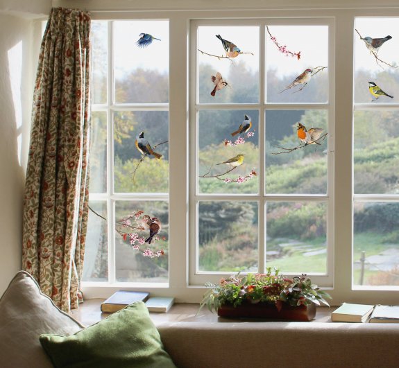 fönsterdekor småfåglar