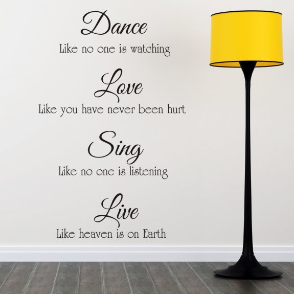 Väggtext Dance Love Sing Live