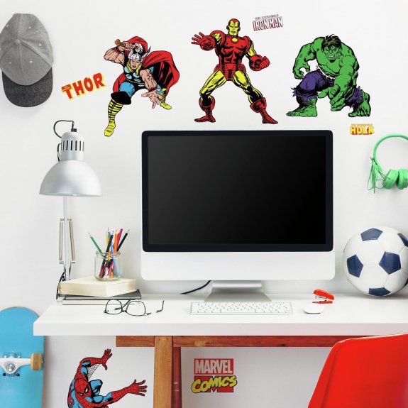 Marvel Comics väggdekor för barn med Hulk Captain America Iron Man och fler
