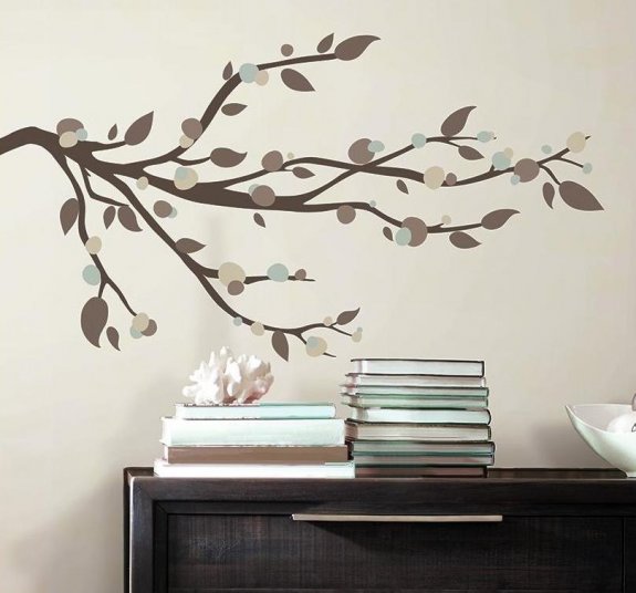 Gren med bruna blad inredning för väggen självhäftande dekor