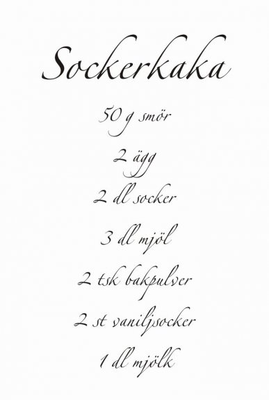 Stor Väggtext - Recept Sockerkaka