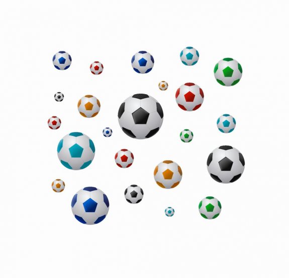 Fotbollar i glada färger